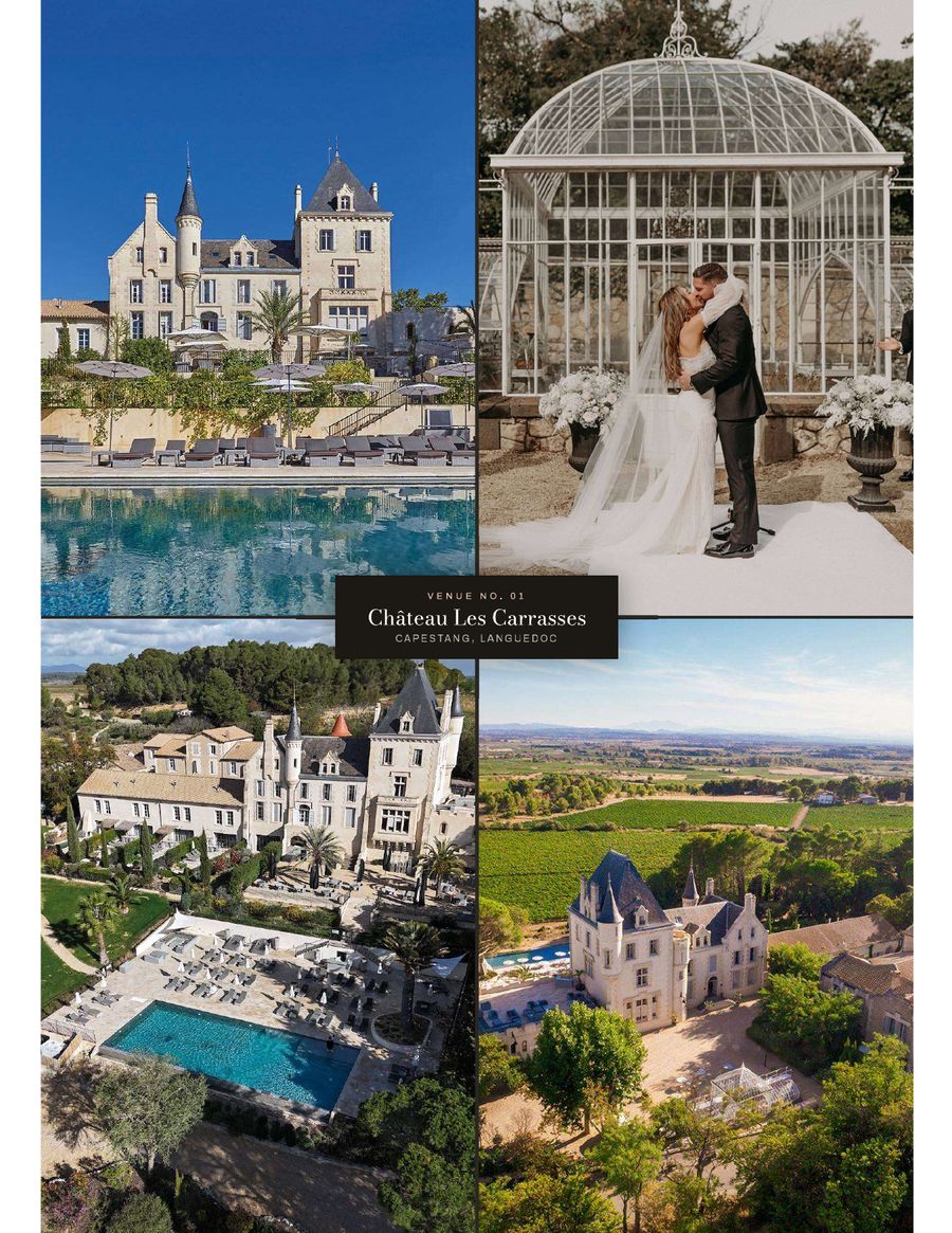 A shortlist page with four photographs of a château in Languedoc, France